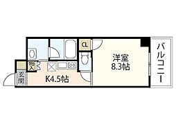 GoldCourt楽々園 1Kの間取図画像