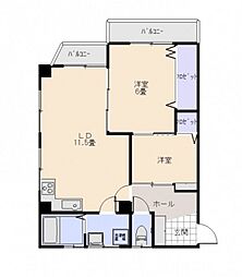 MEISIN楠木ビル 2LDKの間取図画像