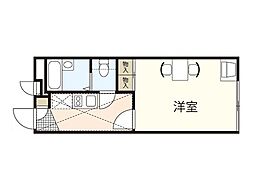 レオパレスリバーサイド 1Kの間取図画像