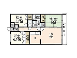 溝手ビル 3LDKの間取図画像