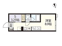 ポルトボヌール五日市参番館 ワンルームの間取図画像