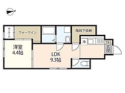 グランディール大竹 1LDKの間取図画像