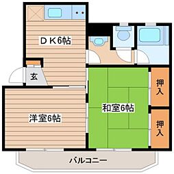 VISTA五日市 2DKの間取図画像