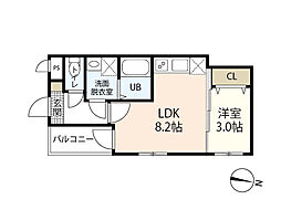 MOVEラクラクエンWEST 1LDKの間取図画像