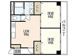 グレーシア庚午 2LDKの間取図画像