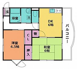 メゾンバーグジャルダン 2DKの間取図画像