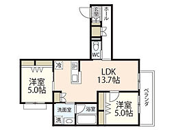 Wisteria court 2LDKの間取図画像