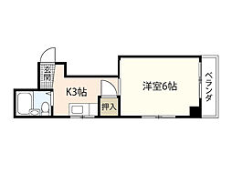 IVYスクエア広島 1Kの間取図画像