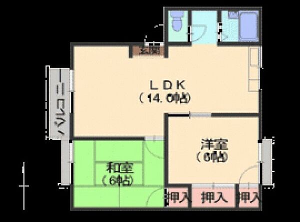 ハイツみうら ｜広島県広島市佐伯区三筋1丁目(賃貸アパート2LDK・2階・52.00㎡)の写真 その2