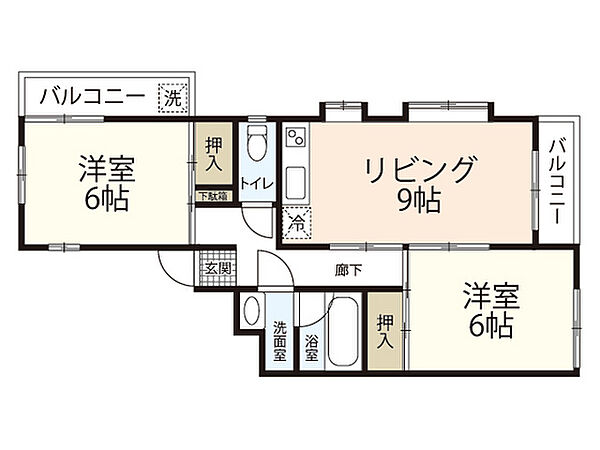 Ｆ＆Ｔ庚午北II ｜広島県広島市西区庚午北1丁目(賃貸マンション2LDK・1階・53.90㎡)の写真 その2