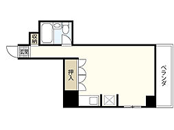 シャトレ天神 3階ワンルームの間取り