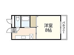 己斐西ハイム 2階1DKの間取り