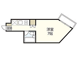 ロイヤルパレス東観音 6階ワンルームの間取り