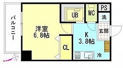 プラティーク川島 2階1Kの間取り