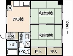 アーベルパートI 3階2DKの間取り
