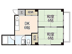 クボタコーポ 3階2DKの間取り