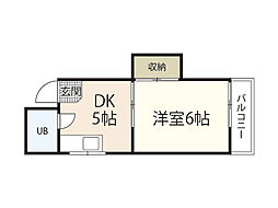 河原町ハイツ 1DKの間取図画像