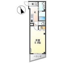 コニーアパートメント． 1階1Kの間取り