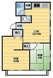 川本ビル 2階2LDKの間取り