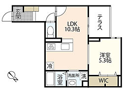 Kanata kogo 1階1LDKの間取り