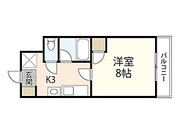 グラナティス西原 2階1Kの間取り