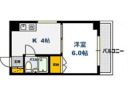 宮正商船ビル 4階1Kの間取り