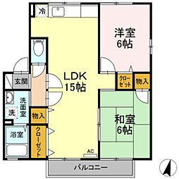 セジュール清水　Ｂ棟 1階2LDKの間取り