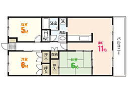 サニーマンション西田 3階3LDKの間取り