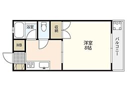 OYビル 2階1Kの間取り