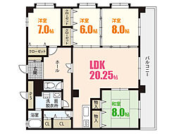 キャッスル西村 2階4LDKの間取り