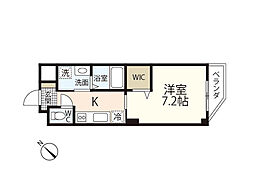 グレーシア草津 3階1Kの間取り