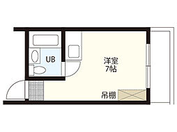 広島電鉄3系統 本川町駅 徒歩2分の賃貸マンション 3階ワンルームの間取り