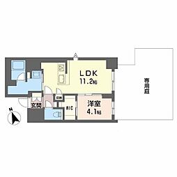 ラヴェール横川 1階1LDKの間取り