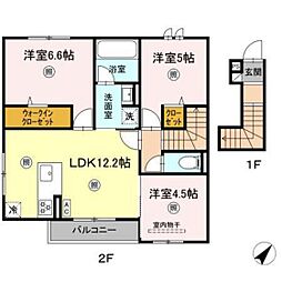 クレール森 2階3LDKの間取り