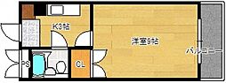 西本ビル 1Kの間取図画像