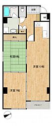 ベルソーレ松本 2LDKの間取図画像