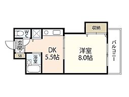 カーサ楠木 1DKの間取図画像