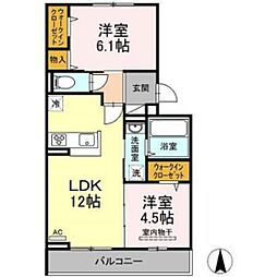 ラディッシュハウス 2LDKの間取図画像