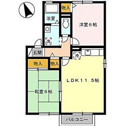 セジュール雅B 2LDKの間取図画像