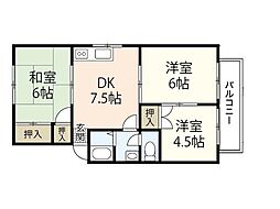 ネオハイツ沖野E 3DKの間取図画像