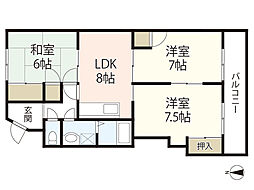 的場レジデンス 3DKの間取図画像