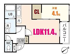 PLAIN3437 1LDKの間取図画像