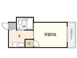 サニー庚午 1Kの間取図画像