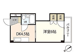 V1LLA三篠 1DKの間取図画像
