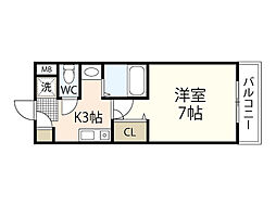 イマニシビル 1Kの間取図画像