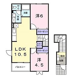 フレーズ・アンソレイエA 2LDKの間取図画像