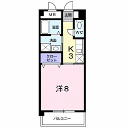 プリムローズ麻里布 1Kの間取図画像