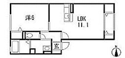 クレストパル 1LDKの間取図画像