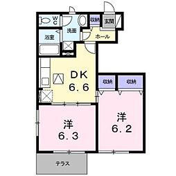 アーバンホワイトタナカ2 2DKの間取図画像