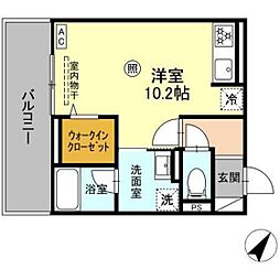 アップスD-IV ワンルームの間取図画像